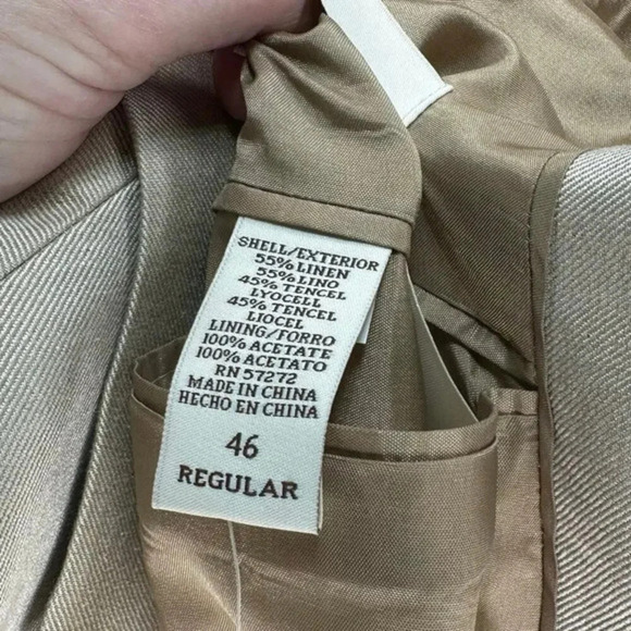 Perry Ellis 46R khaki tan blazer 55% linen 45% tencel NEW - Picture 5 of 6